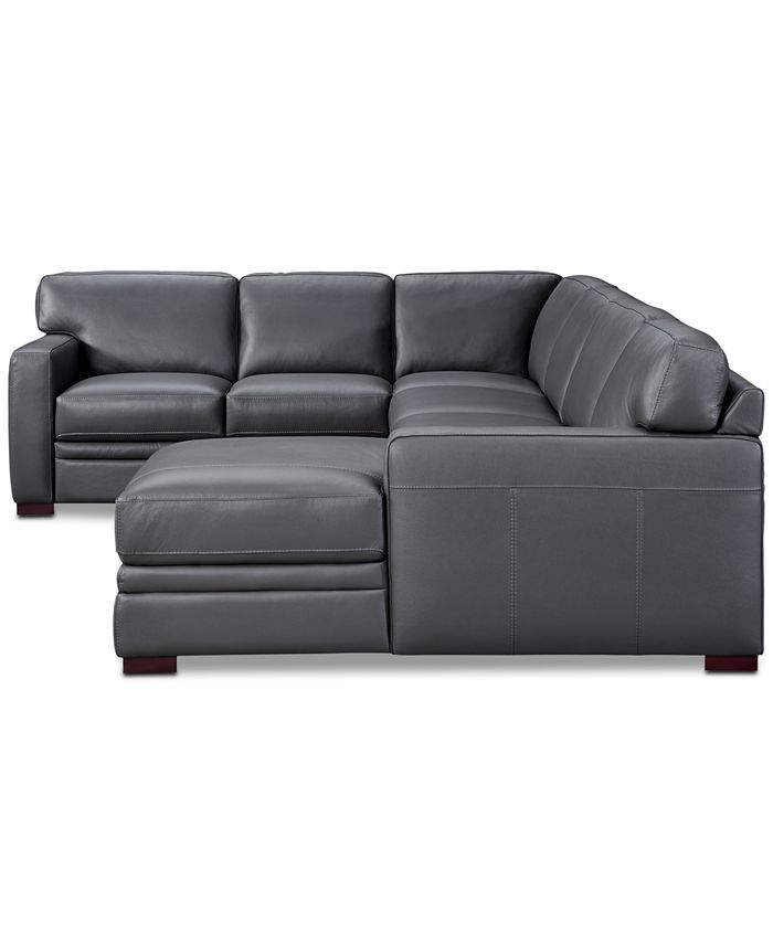 Furniture Avenell 137" 3Pc. Leather Sectional with Chaise, Created for