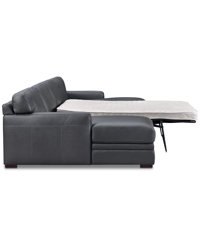 Furniture Avenell 3Pc. Leather Sectional with Double Chaise & Full