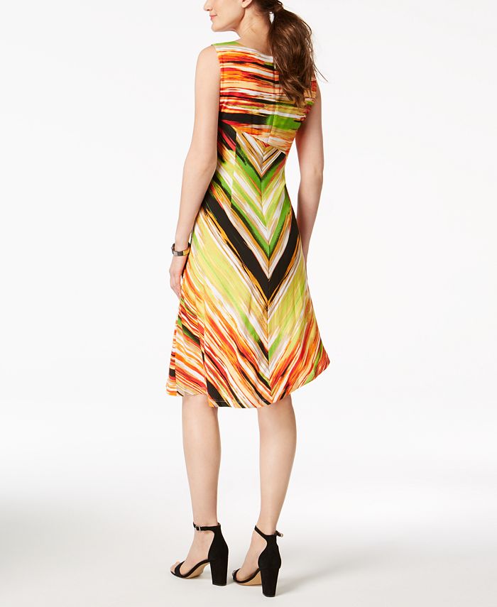 Ellen Tracy Petite Printed Asymmetrical Dress - Macy's