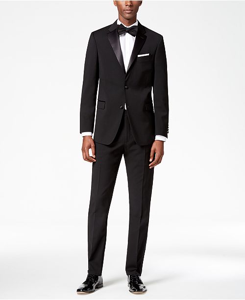 Tommy Hilfiger Men S Modern Fit Flex Stretch Black Tuxedo