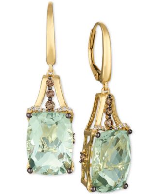 Mint Julep Quartz (12-3/8 ct. t.w.) & Diamond (3/8 ct. t.w.) Drop Earrings in 14k Gold