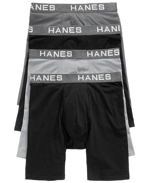 Hanes Men S 4 Pk Platinum Comfort Flex Fit Long Line Boxer
