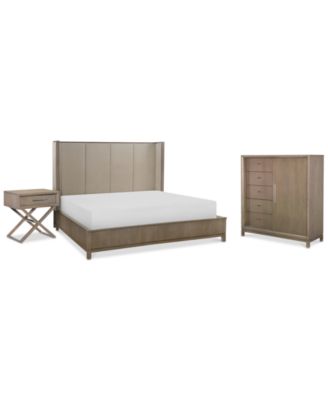 Rachael Ray Highline Bedroom Furniture, 3-Pc. Set (Upholstered Shelter Queen Bed, Door Chest & Bedside Chest/Nightstand)
