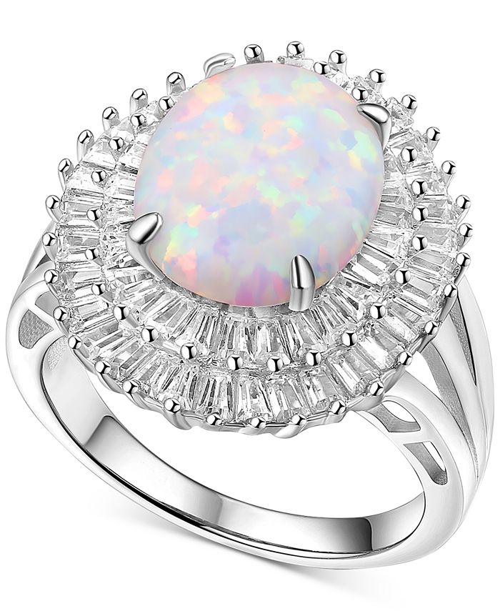 Macy's Cubic Zirconia & Lab Created Opal (7 ct. t.w.) Halo Ring in ...