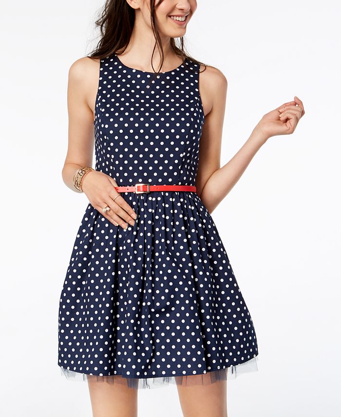 Emerald Sundae Juniors #39 Polka Dot Fit Flare Dress Macy #39 s