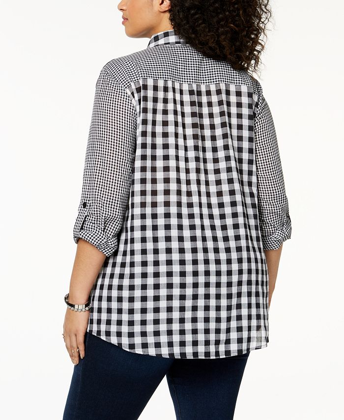 Style & Co Plus Size Cotton Gingham Tunic, Created for Macy's - Macy's