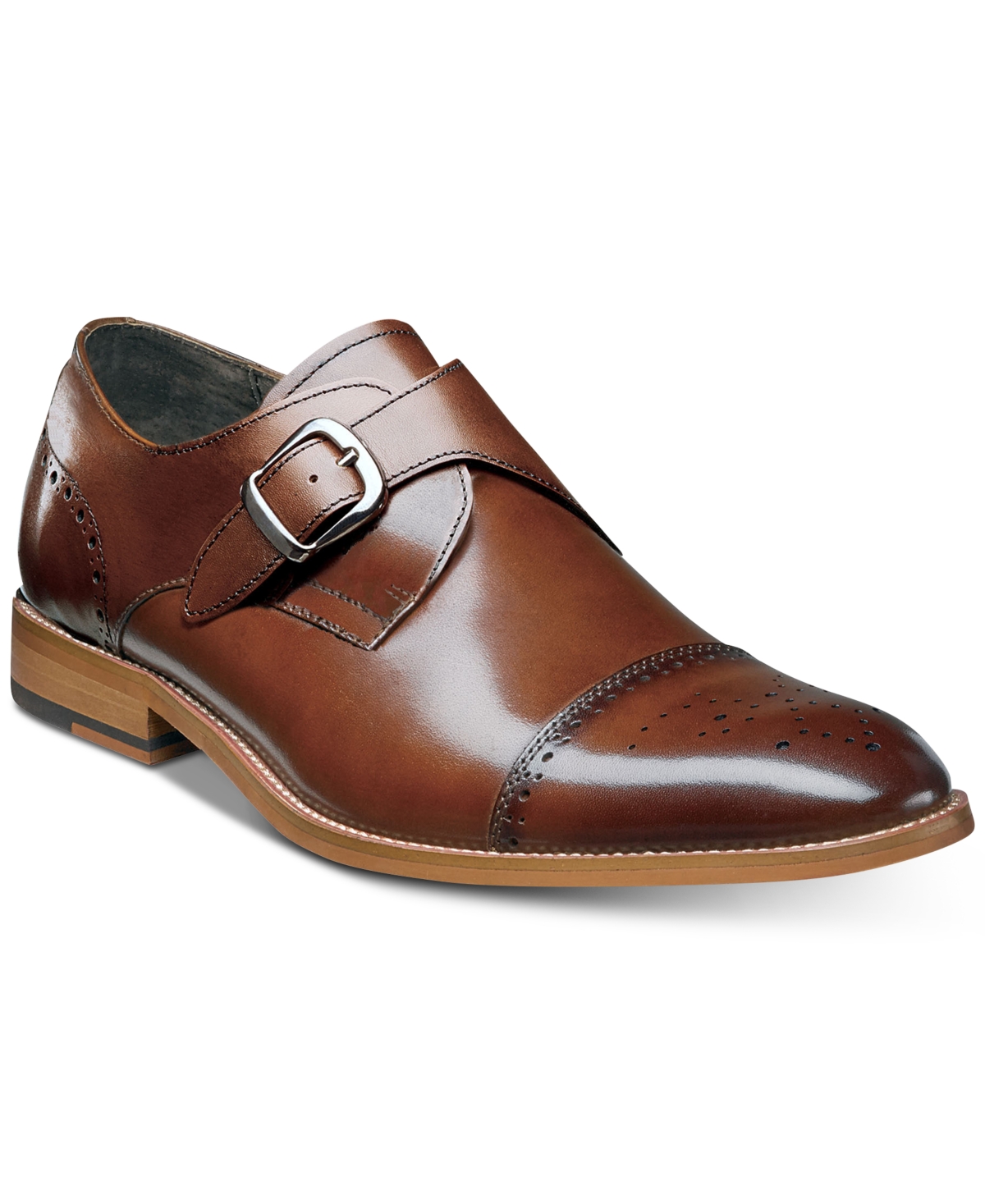 Men's Duncan Cap-Toe Single Monk Strap Shoes, Created for Macy's - Cognac