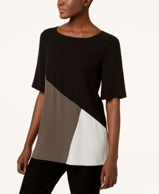 Eileen Fisher - Silk Colorblocked Top