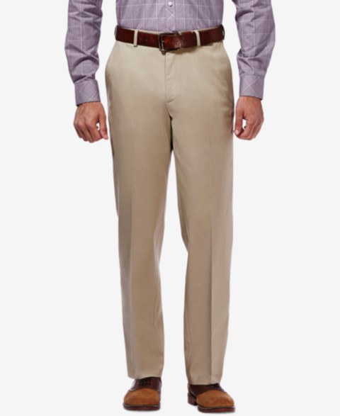 Мужские брюки Haggar Men's Premium No Iron Khaki Classic Fit Flat Front Hidden Expandable Waist Pant