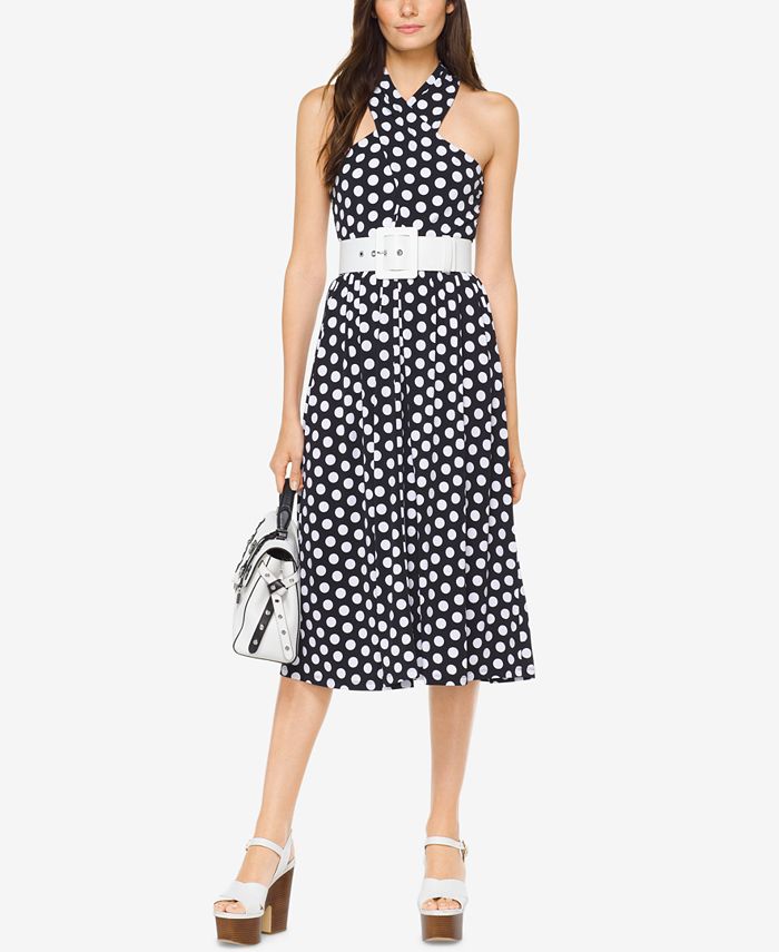 Michael Kors Dot-Print Belted Dress & Reviews - Dresses - Women - Macy's