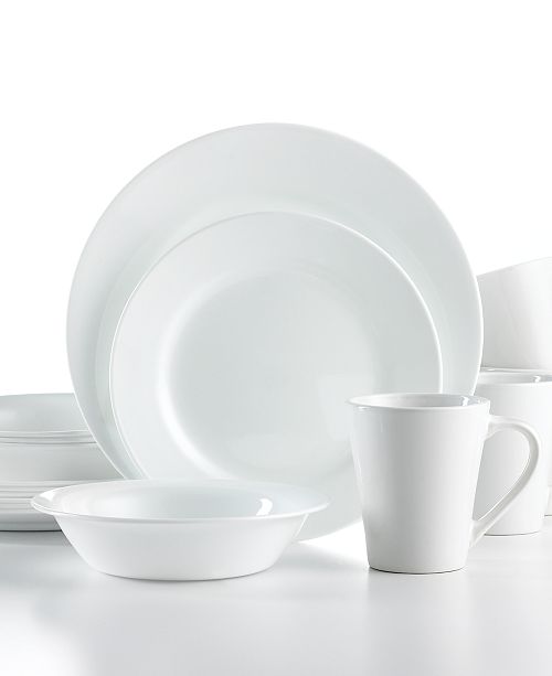 Corelle Shimmering White Round 16-Pc. Set, Service for 4 & Reviews - Dinnerware - Dining - Macy&#39;s