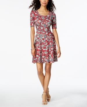 KAREN KANE PRINTED FIT & FLARE DRESS, CREATED FOR MACY'S