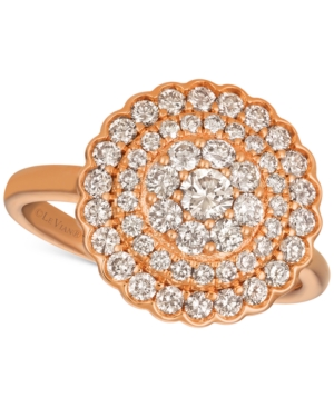 image of Le Vian Strawberry & Nude Diamond Halo Cluster Ring (1 ct. t.w.) in 14k Rose Gold