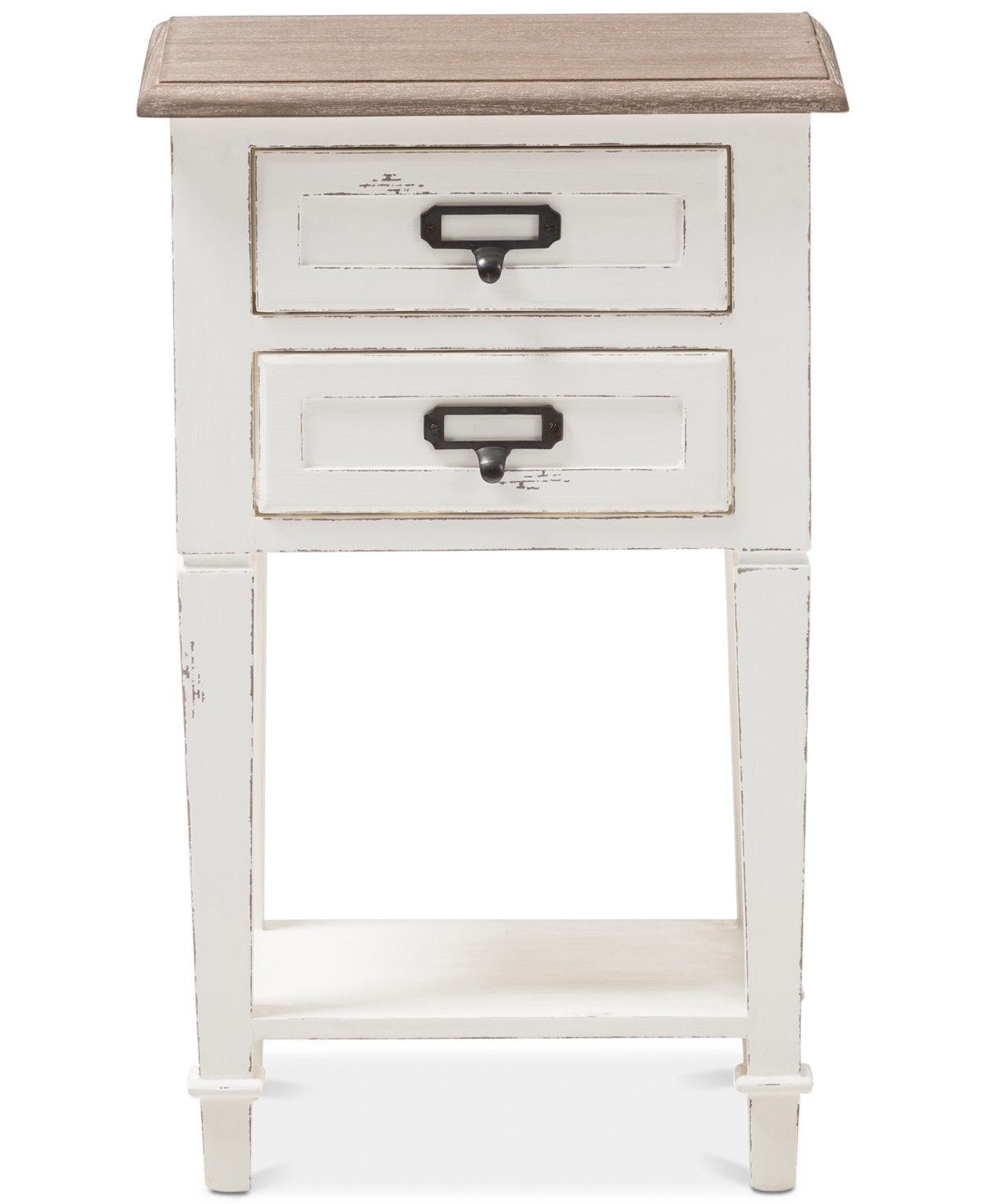Macy's Dauphine 2-drawer Nightstand In White,natural