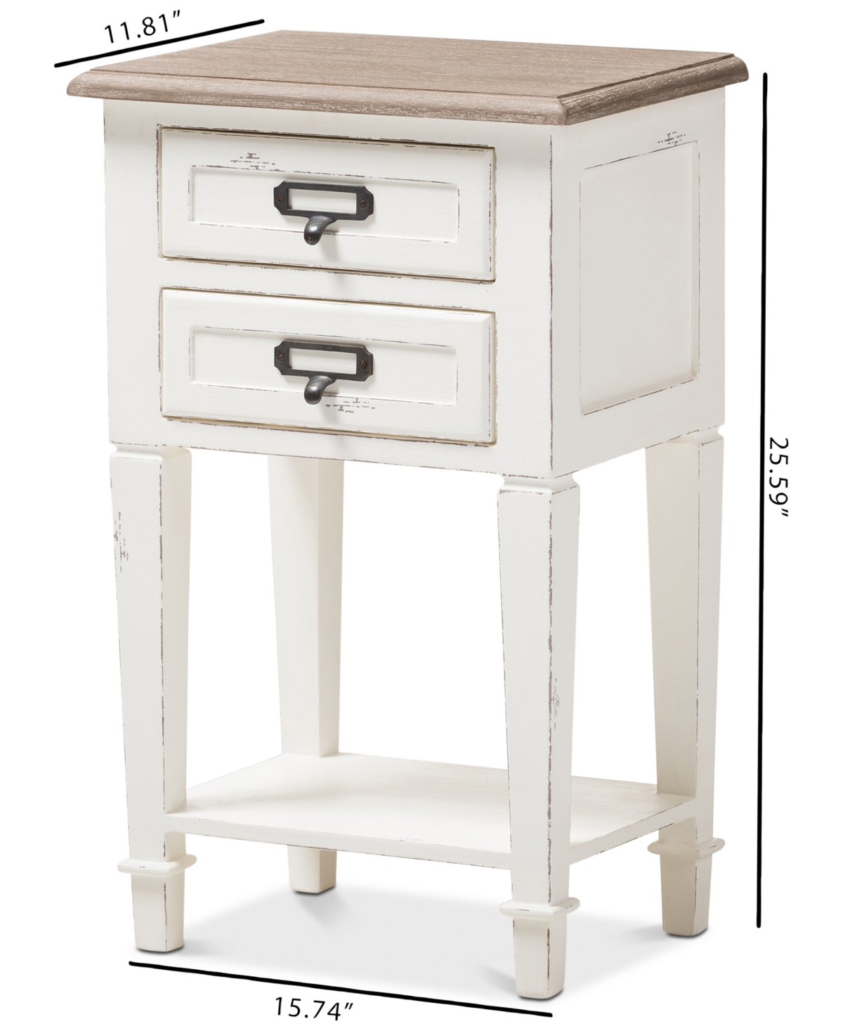 Macy's Dauphine 2-drawer Nightstand In White,natural