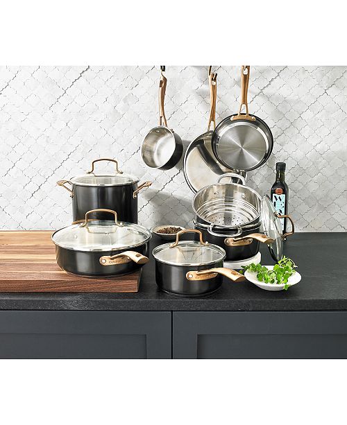 Cuisinart Onyx Black & Rose Gold 12Pc Stainless Steel Cookware Set
