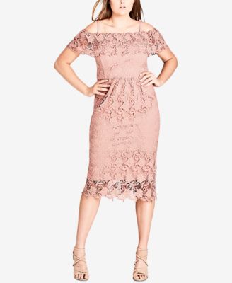 city chic off the shoulder lace dress