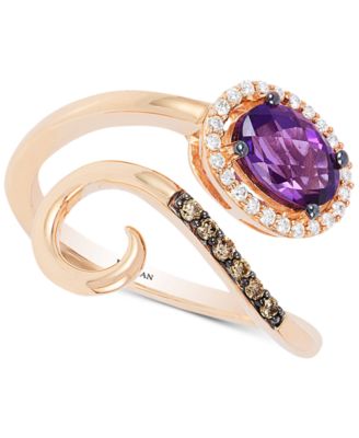 Le Vian - Grape Amethyst™ (3/4 ct. t.w.) & Diamond (1/8 ct. t.w.) Bypass Ring in 14k Rose Gold