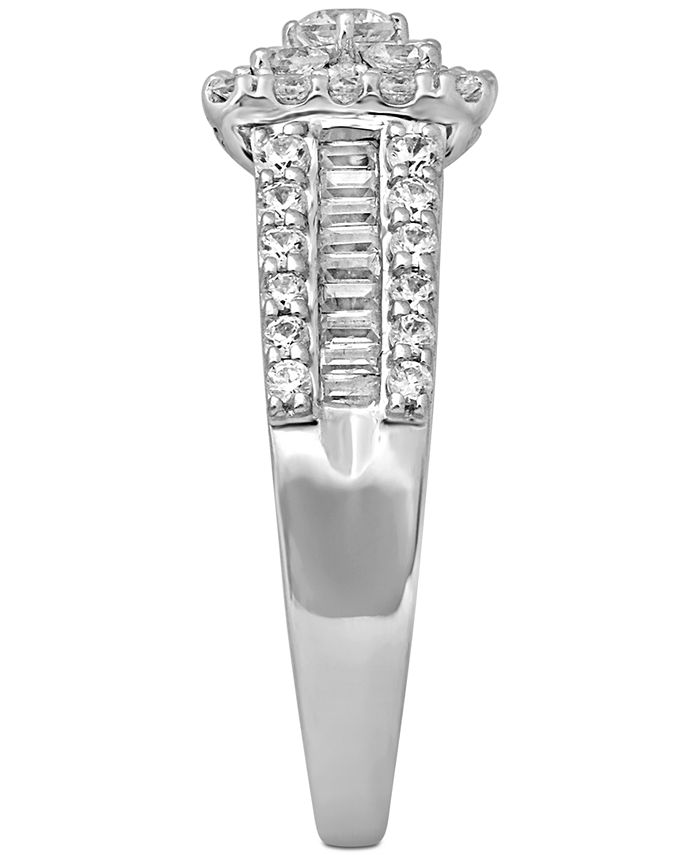 Macy's Diamond Halo Cluster Engagement Ring (1-1/3 ct. t.w.) in 14k ...