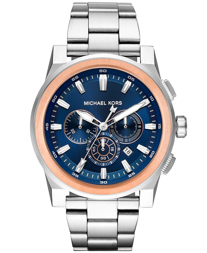 Michael Kors Men's Chronograph Grayson Stainless Steel Bracelet Watch ...
