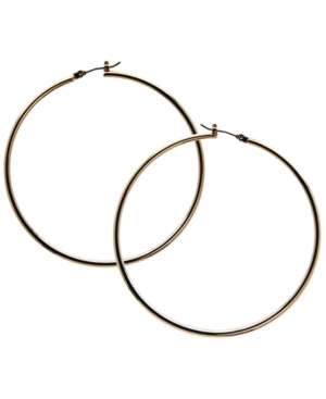 Guess 1 1/2" Gold-tone Large Polished Hoop Earrings In Gold