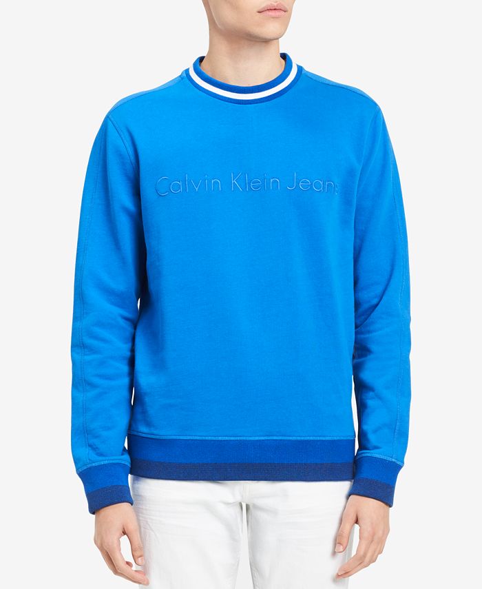 Calvin Klein Jeans Men's Striped-Trim Sweatshirt - Macy's