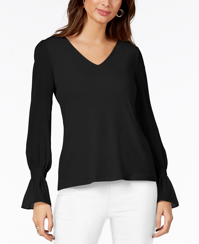 Thalia Sodi Chiffon-Sleeve Top, Created for Macy's - Macy's
