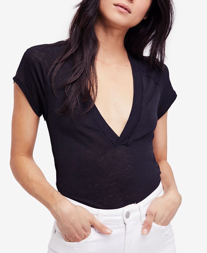Free People Clementine Plunging V-Neck T-Shirt - Macy's