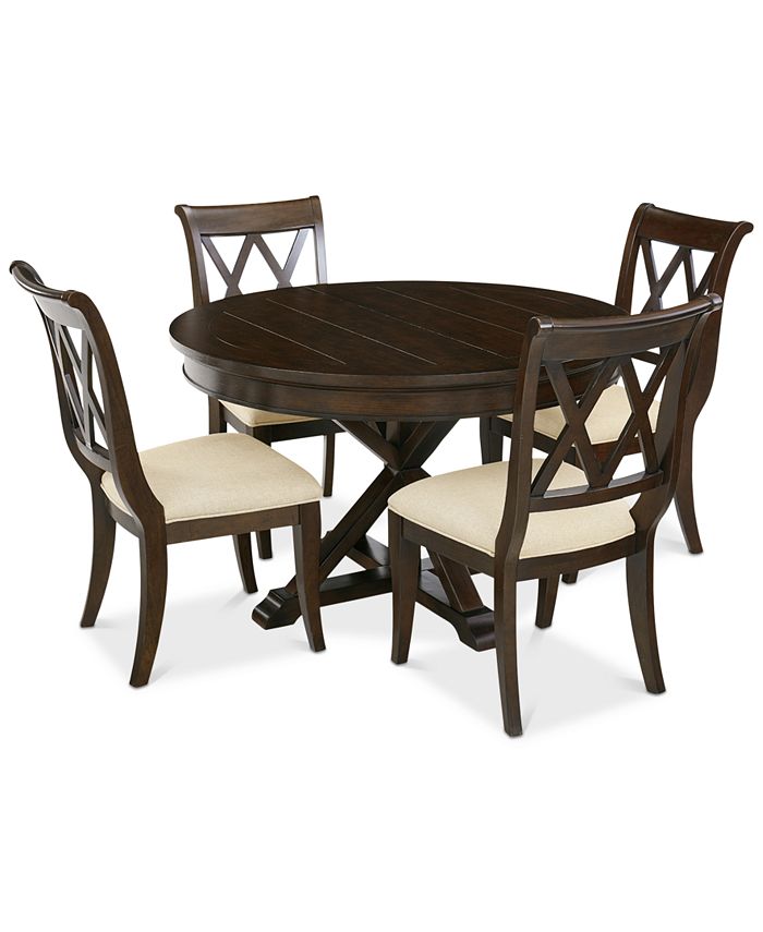 Furniture Baker Street Round Expandable Dining Furniture, 5Pc. Set (Dining Table & 4 Side