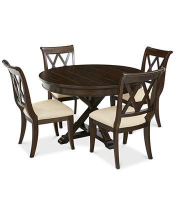 Furniture - Baker Street Round Dining , 5-Pc. Set (Dining Table & 4 Side Chairs)