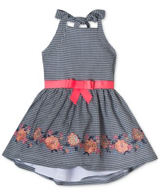 Rare Editions - Gingham Halter Dress, Little Girls