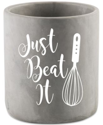 Home Essentials - 'Just Beat It' Cement Utensil Crock
