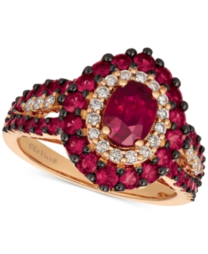 image of Le Vian Certified Passion Ruby (2 ct. t.w.) & Diamond (1/4 ct. t.w.) Ring in 14k Rose Gold