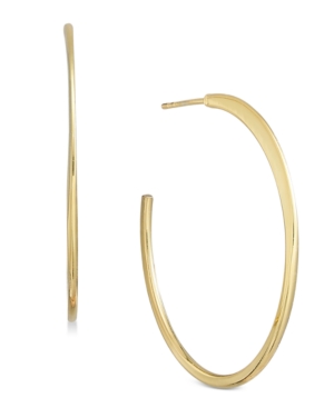 image of Essentials Medium Gold Plated Flat Post Medium Hoop Earrings