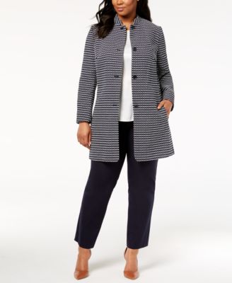 Anne Klein - Plus Size Nehru Printed Coat