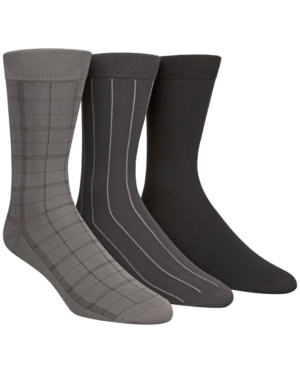 image of Calvin Klein Microfiber Windowpane 3-Pack Dress Socks