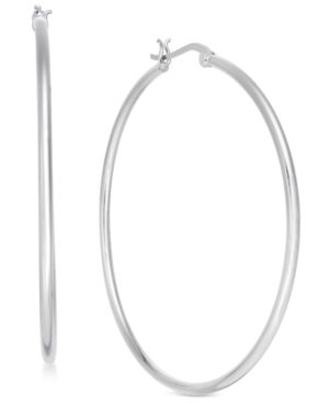 image of Essentials Extra Large Silver Plated Polished Large Hoop Earrings