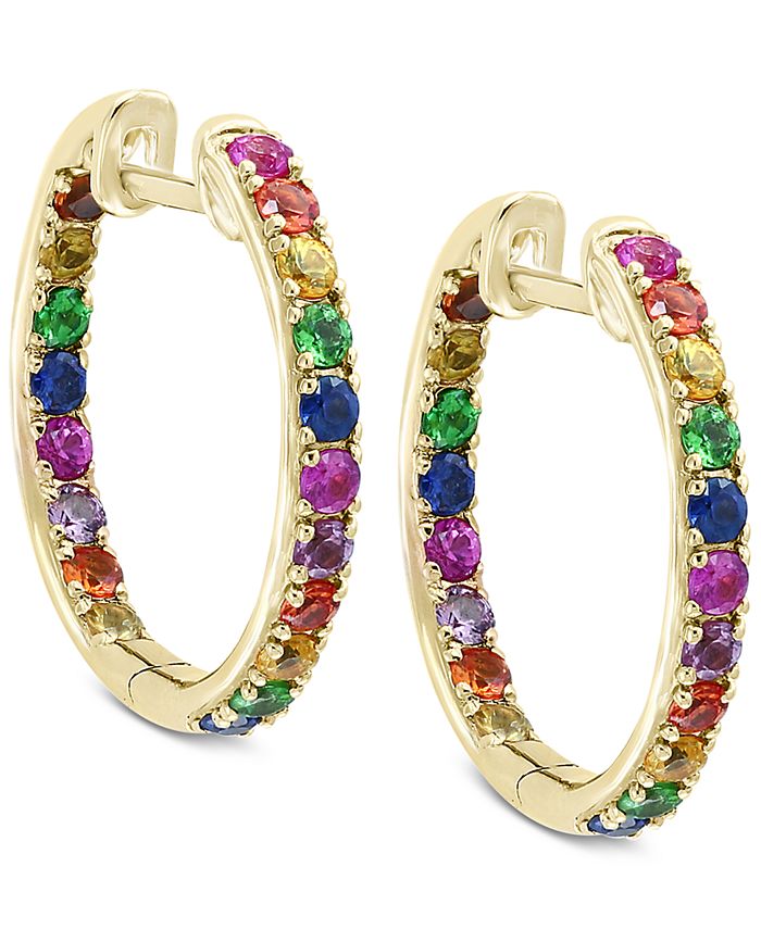 EFFY Collection - Multi-Gemstone Hoop Earrings (1-3/4 ct. t.w.) in 14k Gold or 14k White Gold