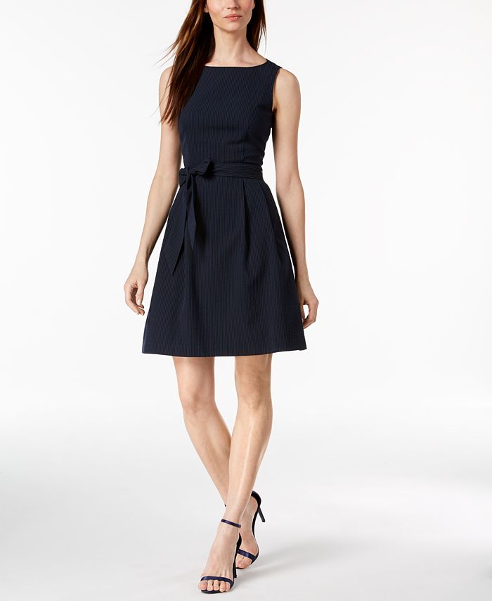 Anne Klein Seersucker Fit Flare Dress Macy s