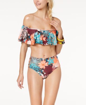 ruffle swim top off shoulder