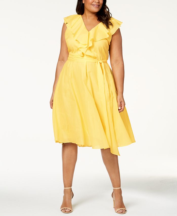 Macy's calvin hotsell klein yellow dress