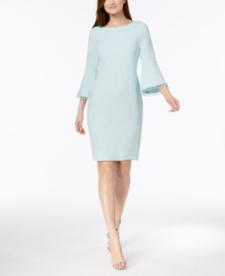 Calvin klein bell sleeve sheath dress regular & petite sizes light blue