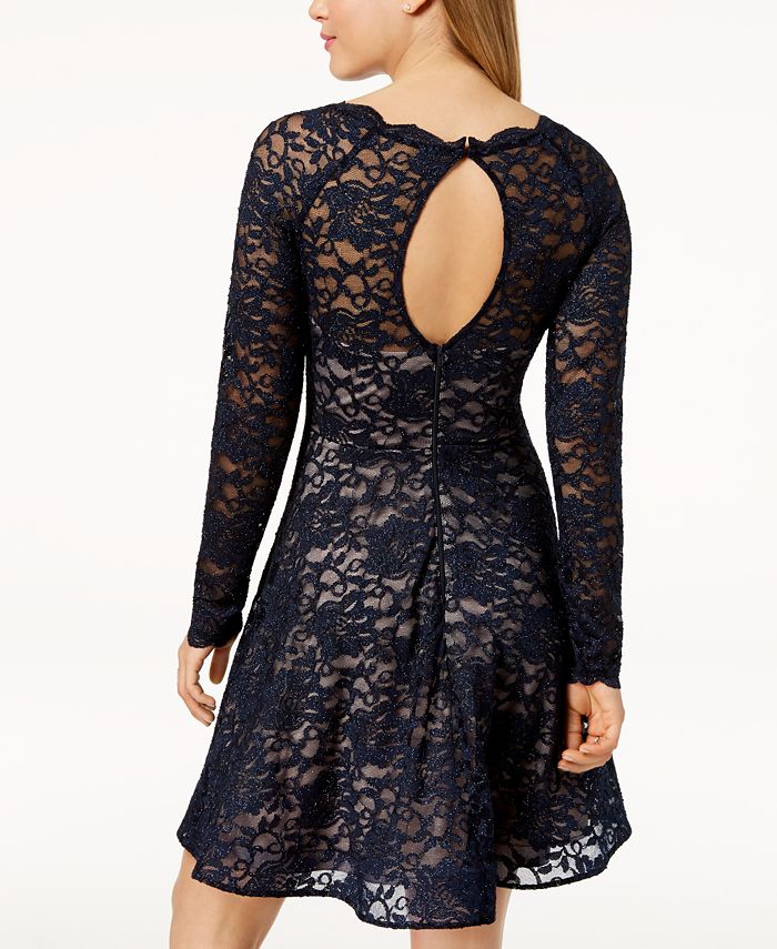 Sequin Hearts Juniors' Glitter Lace Fit & Flare Dress Macy's