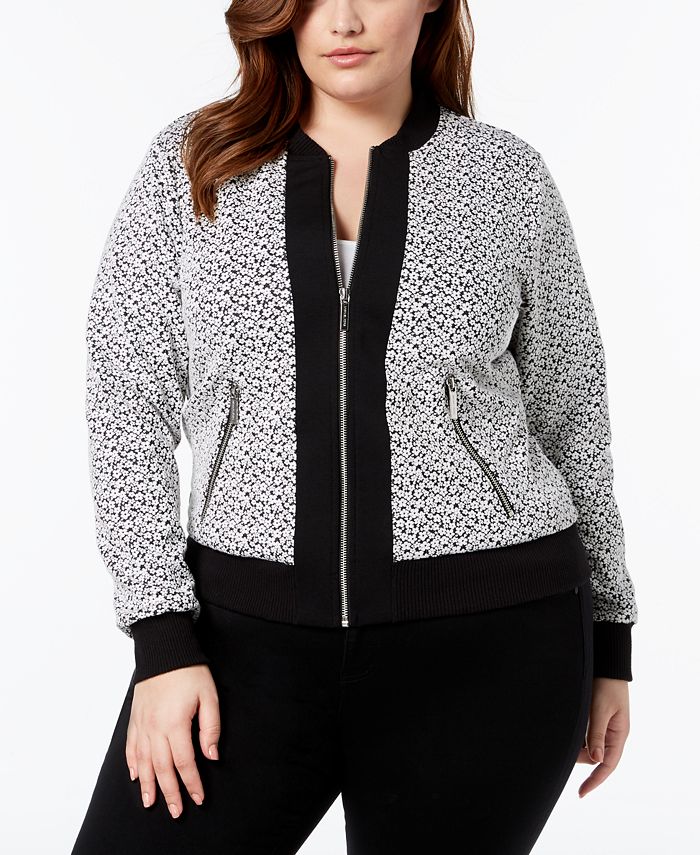 Michael Kors Plus Size Printed Bomber Jacket - Macy's