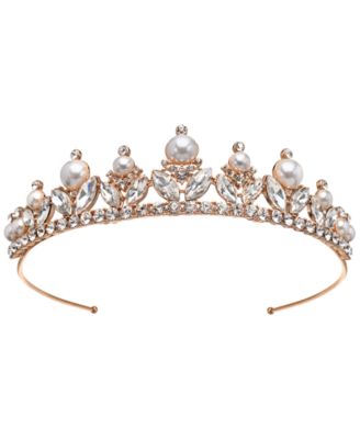 Jewel Badgley Mischka - Rose Gold-Tone Crystal & Imitation Pearl Tiara
