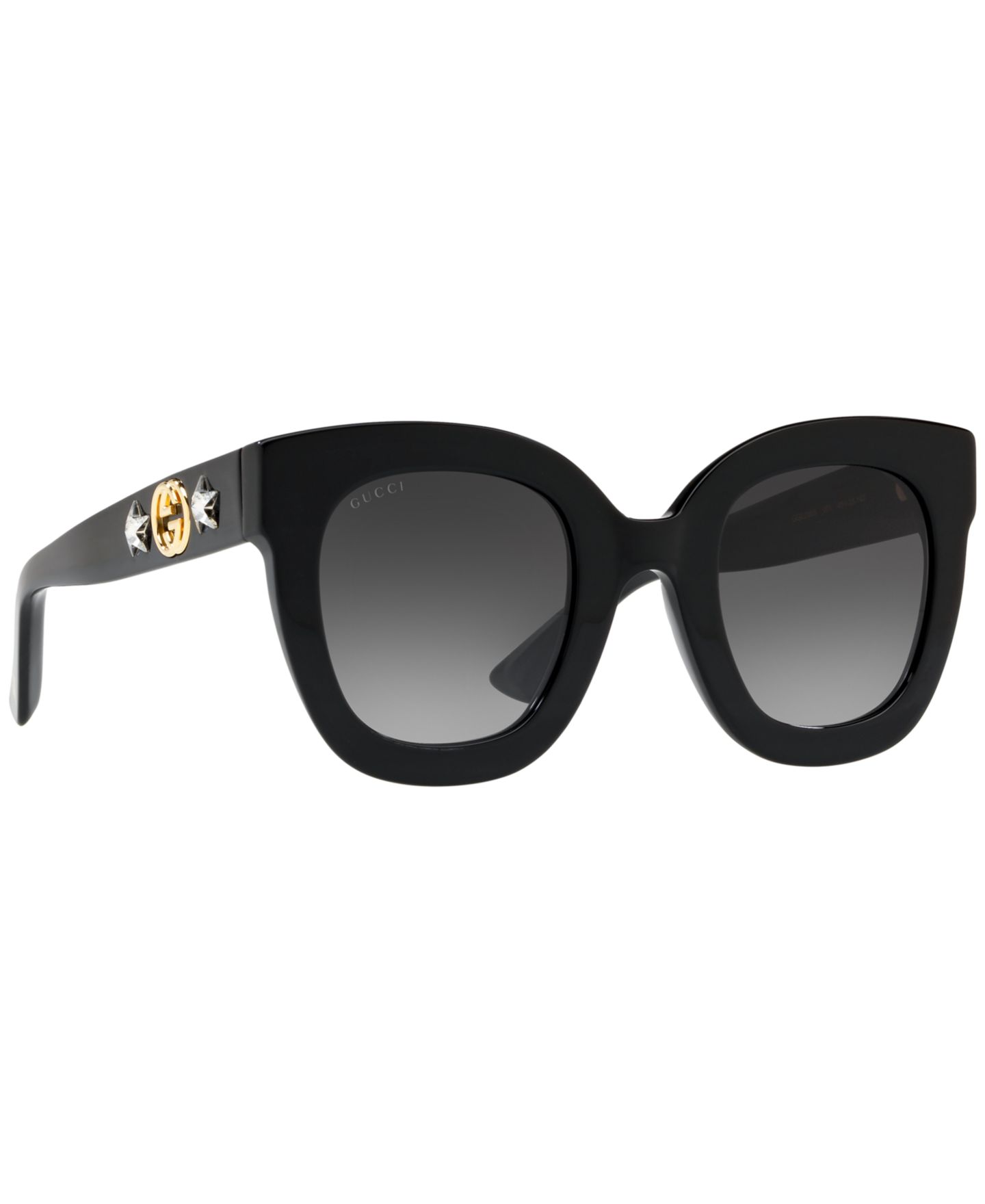 Женские солнцезащитные очки Gucci Sunglasses, GG0208S, цвет: Серый градиентный / Чёрный — фото 9