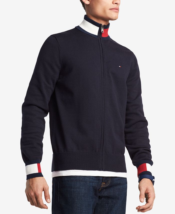 Tommy Hilfiger Men's Complex Front-Zip Sweater, Created for Macy's - Macy's