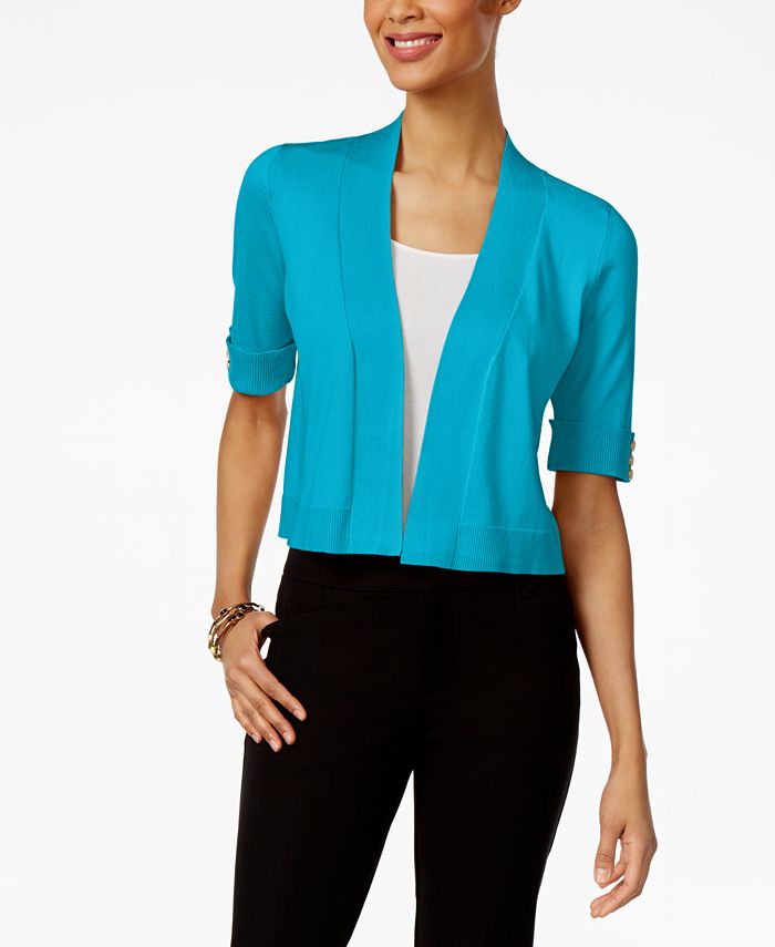JM Collection Open-Front Button-Sleeve Cardigan, Created for Macy's ...