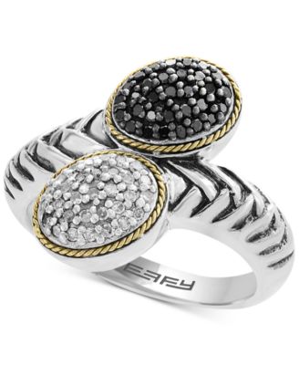 EFFY Collection - Diamond Double Cluster Ring (1/4 ct. t.w.) in Sterling Silver & 18k Gold