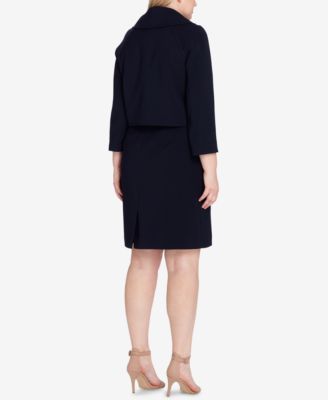 Tahari ASL Plus Size Wrap-Jacket Dress Suit